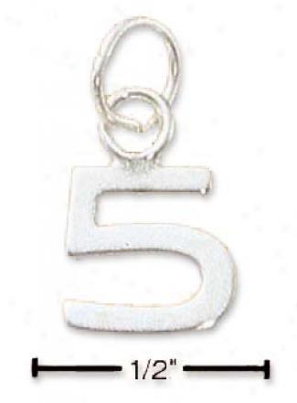 Sterling Silver Fine Lined Number 5 Charm