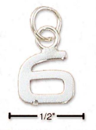 Sterling Silver Fine Lined Number 6 Charm