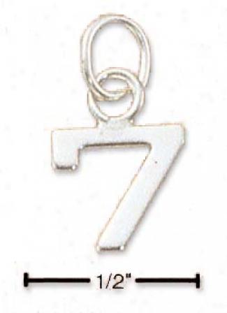 Sterling Silver Fine Lined Number 7 Charm