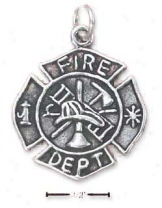 Sterling Silver Firemans Medal Charm