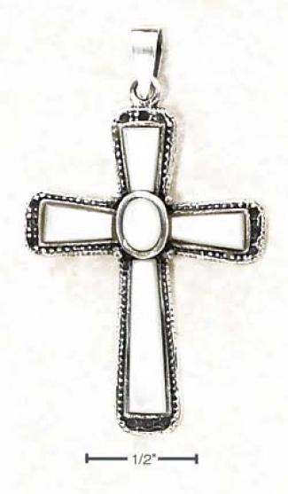 Sterling Silver Five Stone Mop Cross Pendant