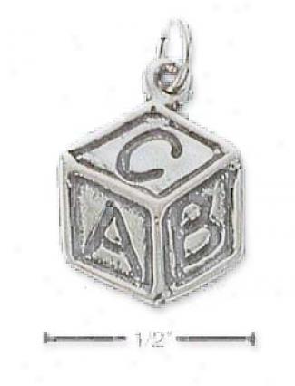 Sterling Silver Flat A B C Baby Block Spell