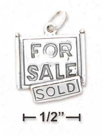 Sterling Silber Flat Antiqued For Sale/sold Sign Charm