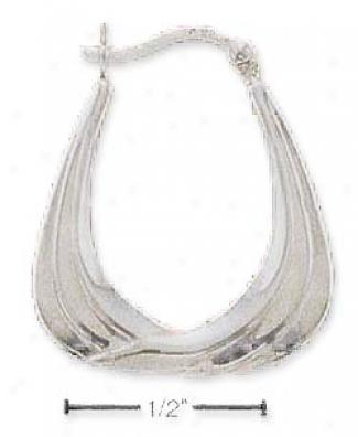 Genuine Silver Flat Bottomed Hoop French Lock Earrings