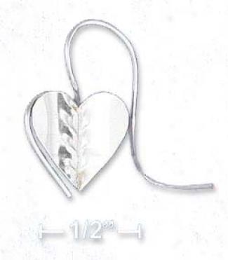 Sterling Silver Flat Folded Heart Curved Wire Earrings