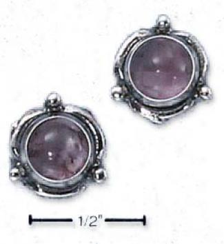 Sterling Silver Flower Concho Amethyst Placard Earrings