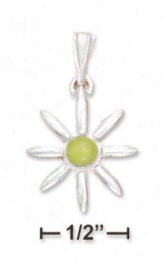 Sterling Silver Flower Pendant 4mm Mother Of Pearl Center