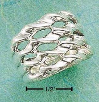 Sterling Silver Four Band Ring Wave Twisted Wide Band Circle