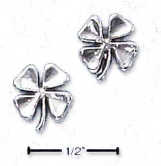 Sterling Soft and clear  Four Leaf Clover Mini-post Ewrrings