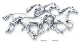 Sterlimg Silver Four Running Horses Pin