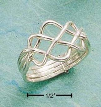 Sterling Silver Four Wire Wave Puzzle Ring