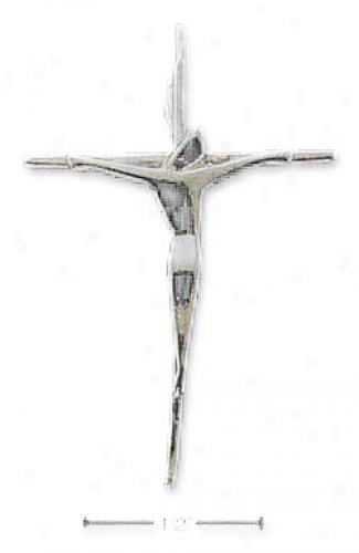 Sterling Silver Free-form Modern Crucifix Charm