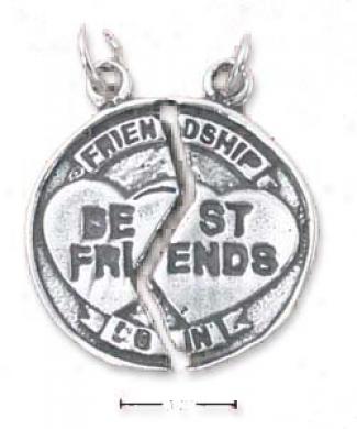Sterling Silver Friendship/brst Ffiends Broken Medal Charm
