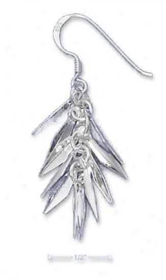 Sterling Silver Fringe French Wire Dangle Earrings