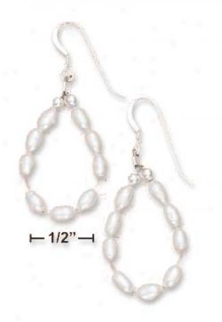 Sterling Silver Fw Pearl And Rose Quartz Link Earrings
