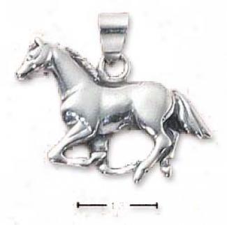 Sterling Silver Galloping Horse In Moion Charm