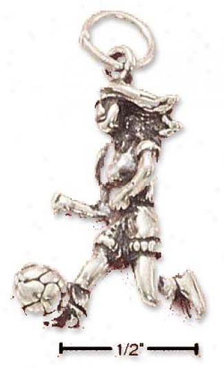 Sterling Silver Girl Soccer Mimic Cahrm