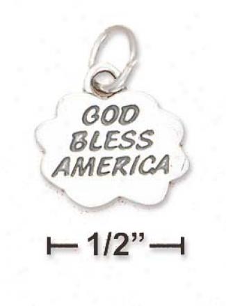 Sterling Silver God Blss America In Cloud Charm Lettering