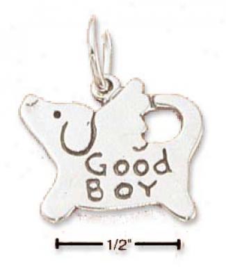 Genuine Silver Good Boy Dog Charm