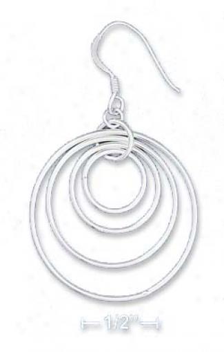 Sterling Silvet Graduated Wire Circles French Wire Earrings
