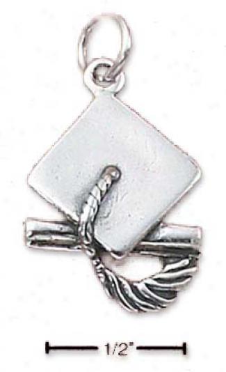 Sterling Silver Graduation Cap Tassel And Diploma Charm