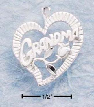 Sterling Silver Grandma Wothin Heart Charm