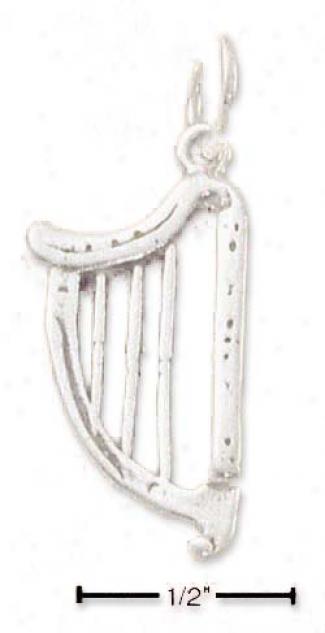 Sterling Silvrr Harp Charm