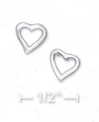 Sterling Silver Heart Outline Post Earrings
