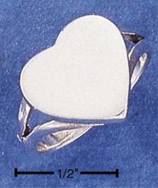 Sterling Silver Heart Signet On Split Shank Ring