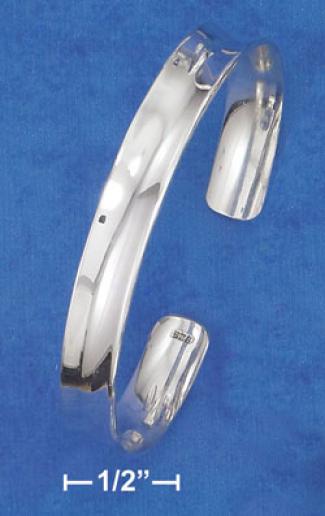 Sterling Silver Profoundly Polish 1/2 In. Cuff Flared/curved Edges