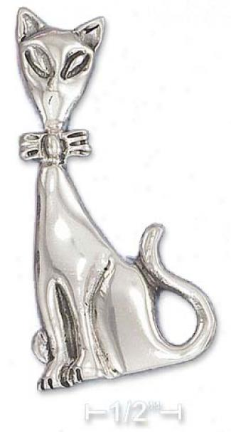 Sterling Silver High Polish 53mm Side View Cat Pjn Fore part Tie
