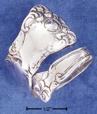 Sterling Silver High Polish And Scrolled Wide Spoon Ring