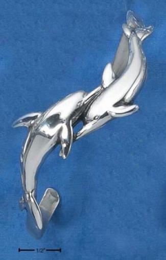 Sterling Silver High Polish Double Dolphin Cuff