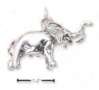 Sterlign Silver High Polish Elegant African Elephant Charm
