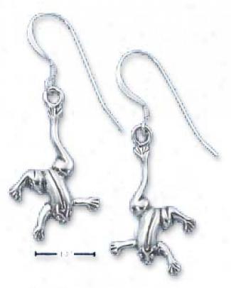 Sterling Silver iHgh Polish Frog Earrings On French Wires