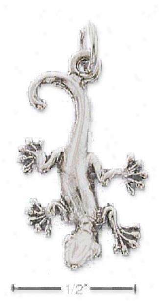 Sterling Silvery High Polish Gecko Lizard Charm