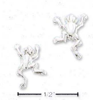 Sterling Silver High Polish Leaping Frog Post Earrnigs