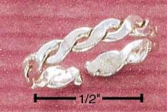 Sterling Silver High Polish Medium Flattened Rope Toe Ring
