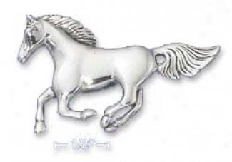 Sterling Silver High Polish Running Horse Pin
