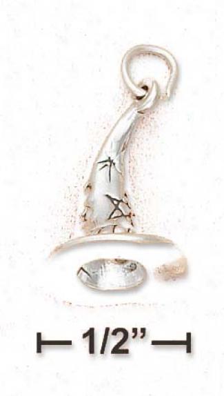 Sterling Silver High Polish Wizard Hat Charm Antique Accents