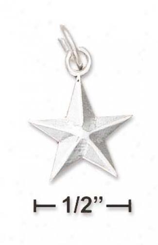 Sterling Silver High Polished Raised Angle Star Charm
