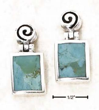 Sterling Silver Hine Dangle Turquoise Earrings Helix Post
