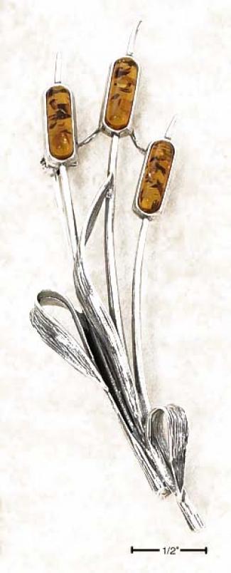 Sterling Silver Honey Amber Cat-o-nine Tails Pin
