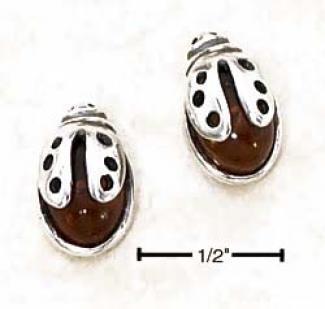 Genuine Silver Honey Amber Ladybug Pin (approx. 1 Inch)