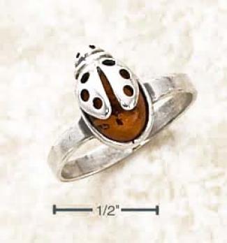 Sterlin gSilver Honey Amber Ladybug Ring