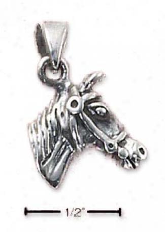 Sterling Silver Horse Head And Bridle Charm
