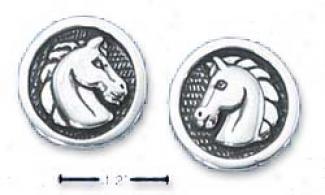 Sterling Silver Horse-head Medallion Post Earrings