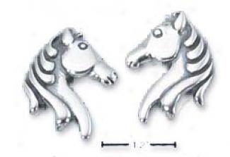 Sterling Silver Horse Head Post Earrings