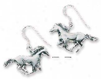 Sterling Silver Horses In Motion Frech Wire Earrings