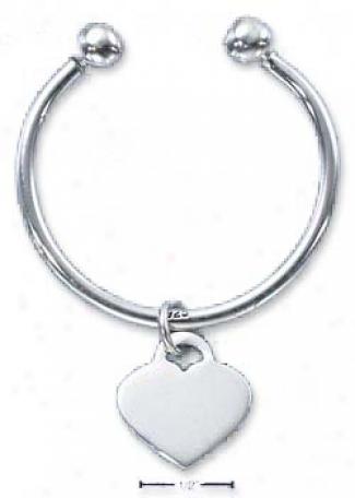 Sterling Silver Horseshoe Key Chain With Small Heart Tag